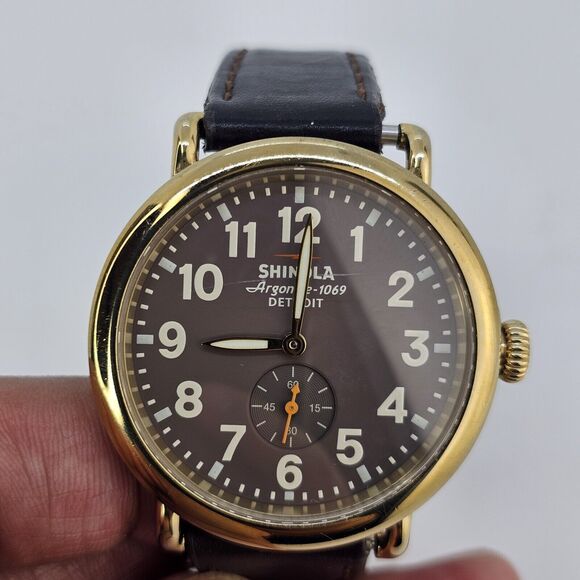 Shinola Argonite 1069 Men's Watch 41MM Brown Dial Leather Bands New Battery - Picture 1 of 15